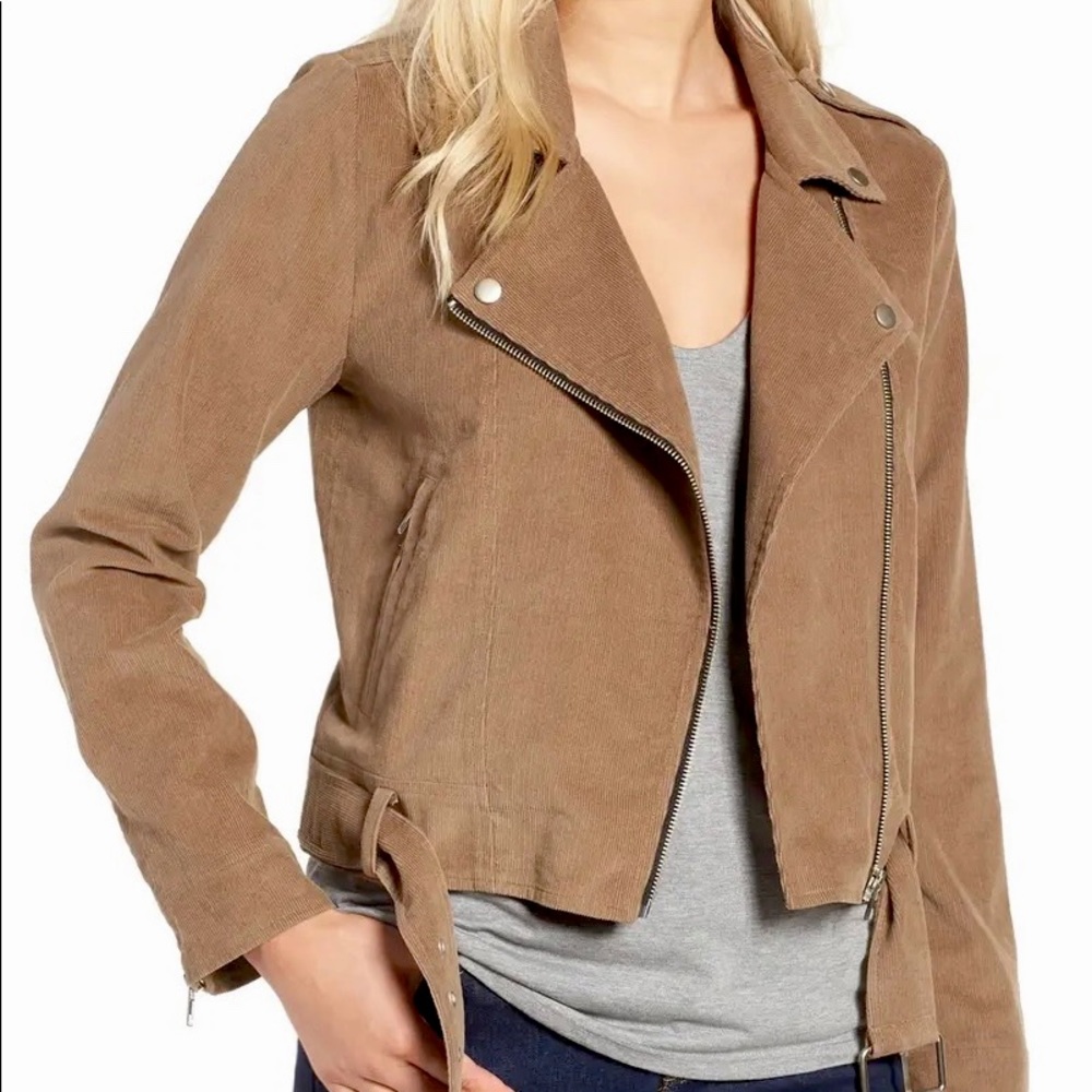 JOA cropped moto jacket brown Large